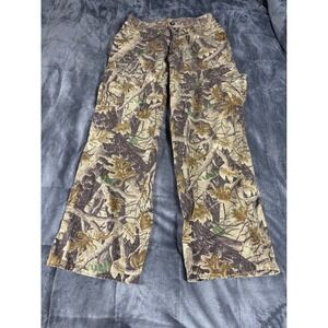 Master Sportsman Mens Camo Cargo Pants Medium Brown Oak Leaf Cotton 31x29